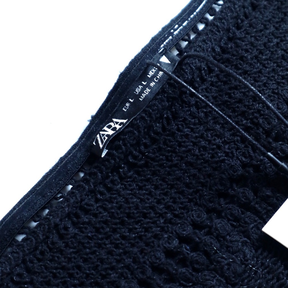 ZARA WOMEN Knit Crochet Crop Top with Straps Black
